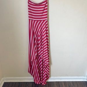 Pink and white striped H/L maxi dress